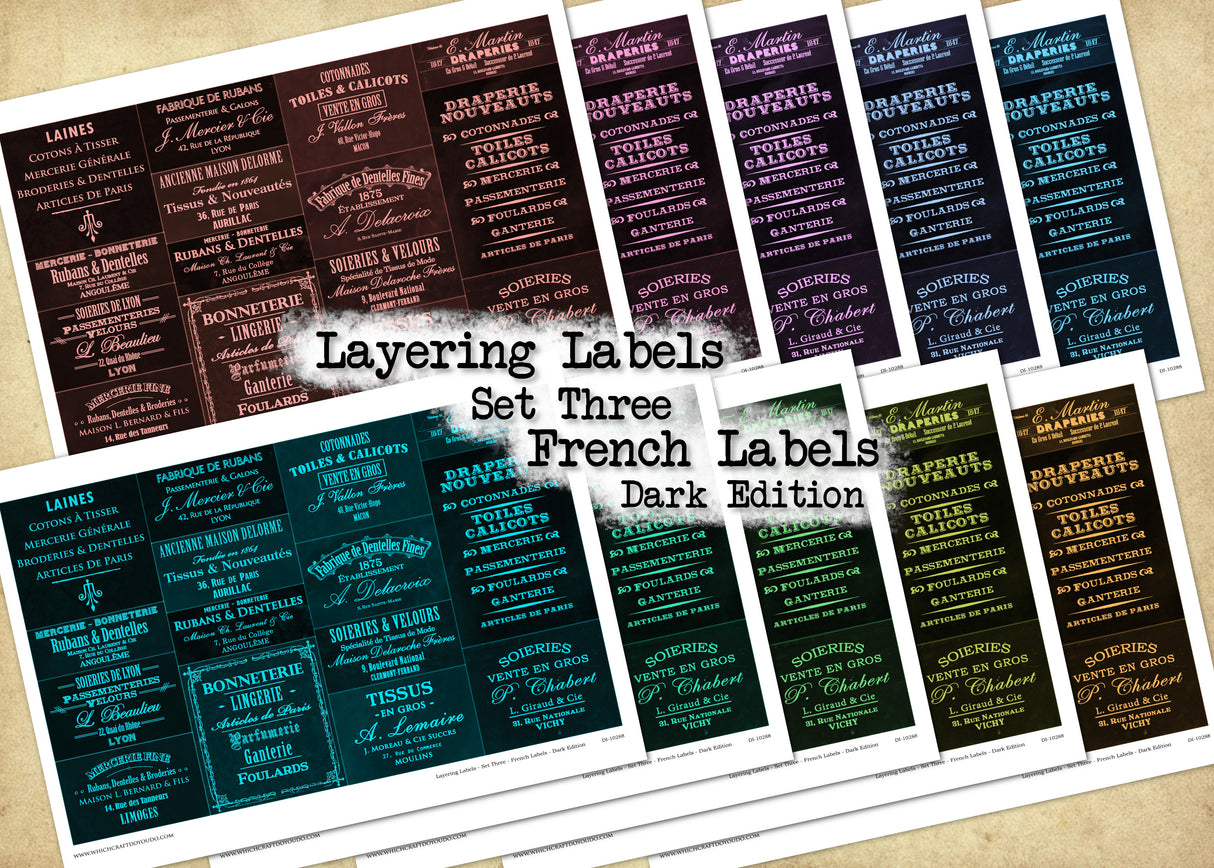 Layering Labels - Set Three - French Labels - Dark Edition - DI-10288 - Digital Download