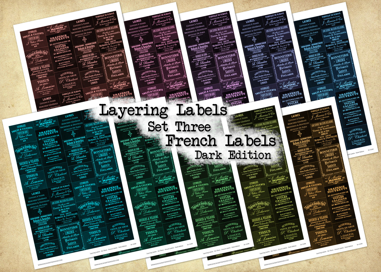 Layering Labels - Set Three - French Labels - Dark Edition - DI-10288 - Digital Download