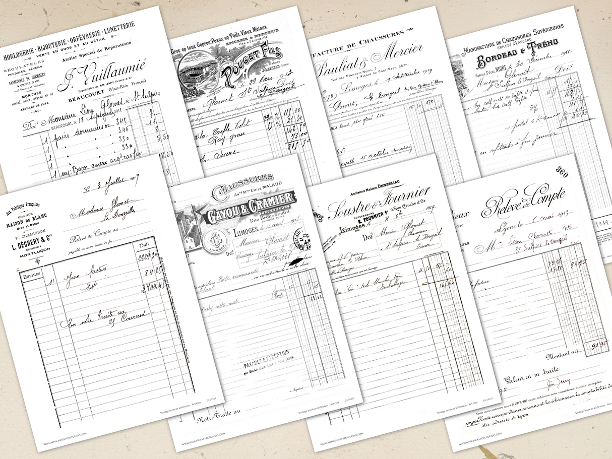 Vintage Invoices Collection - Set One - DI-10311 - Digital Download