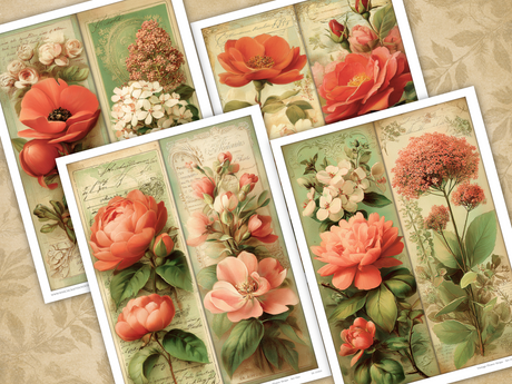 Vintage Flower Strips - Set One - DI-10304 - Digital Download