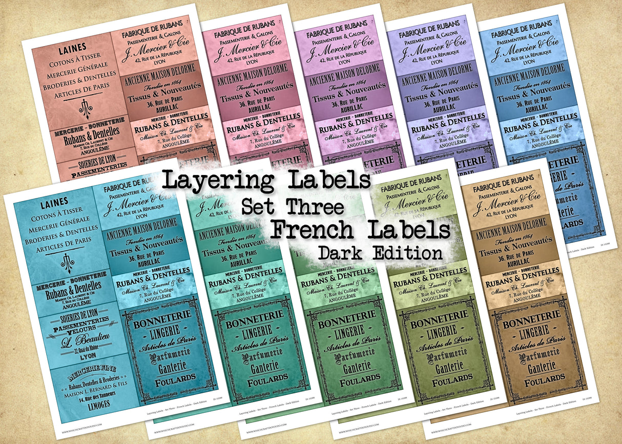 Layering Labels - Set Three - French Labels - Dark Edition - DI-10288 - Digital Download