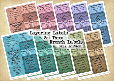 Layering Labels - Set Three - French Labels - Dark Edition - DI-10288 - Digital Download