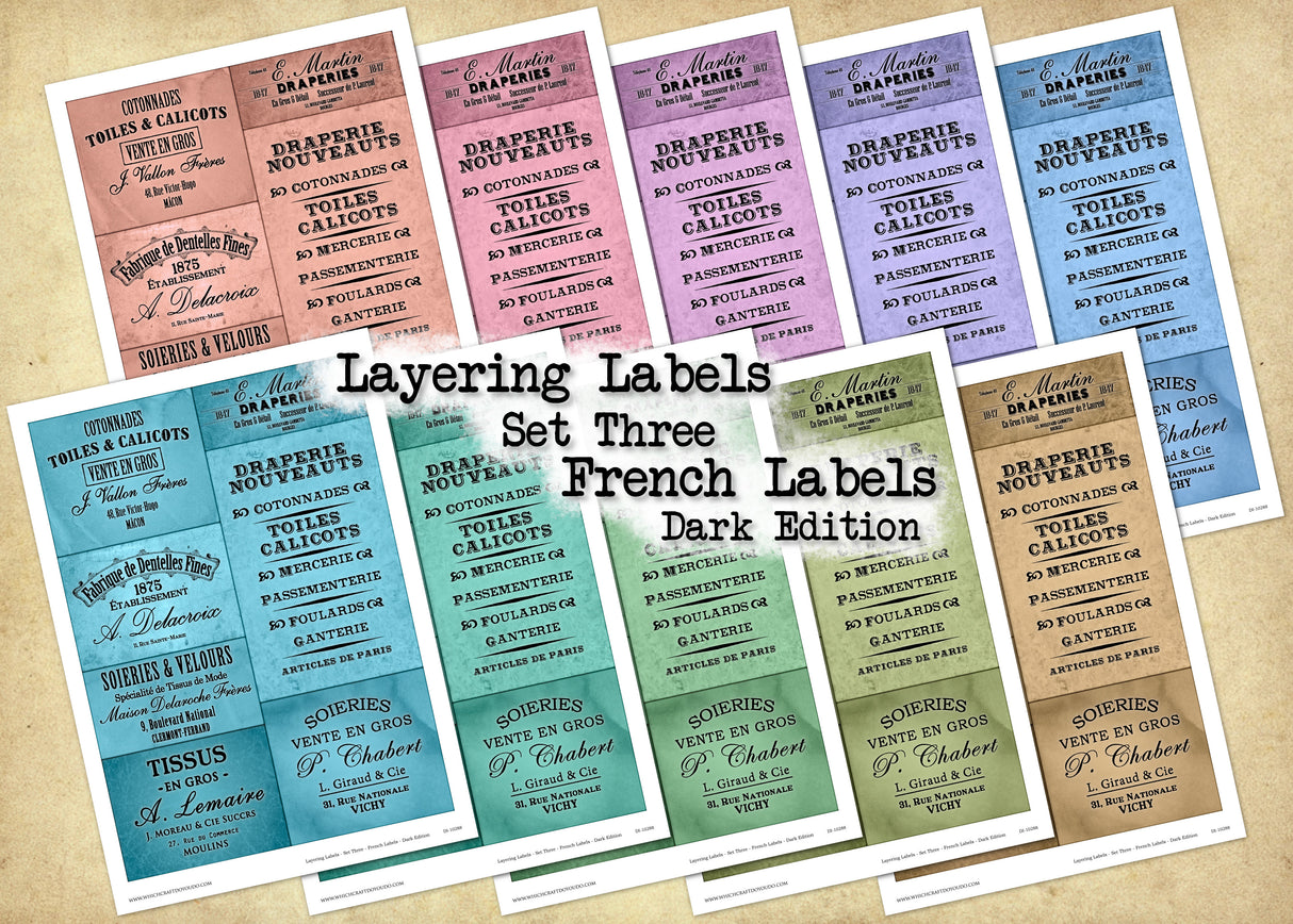 Layering Labels - Set Three - French Labels - Dark Edition - DI-10288 - Digital Download