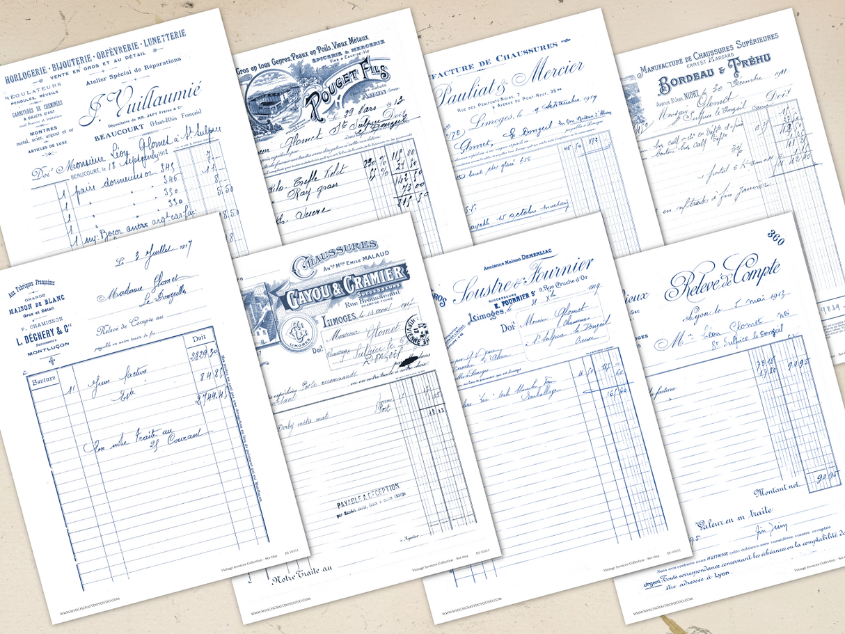 Vintage Invoices Collection - Set One - DI-10311 - Digital Download