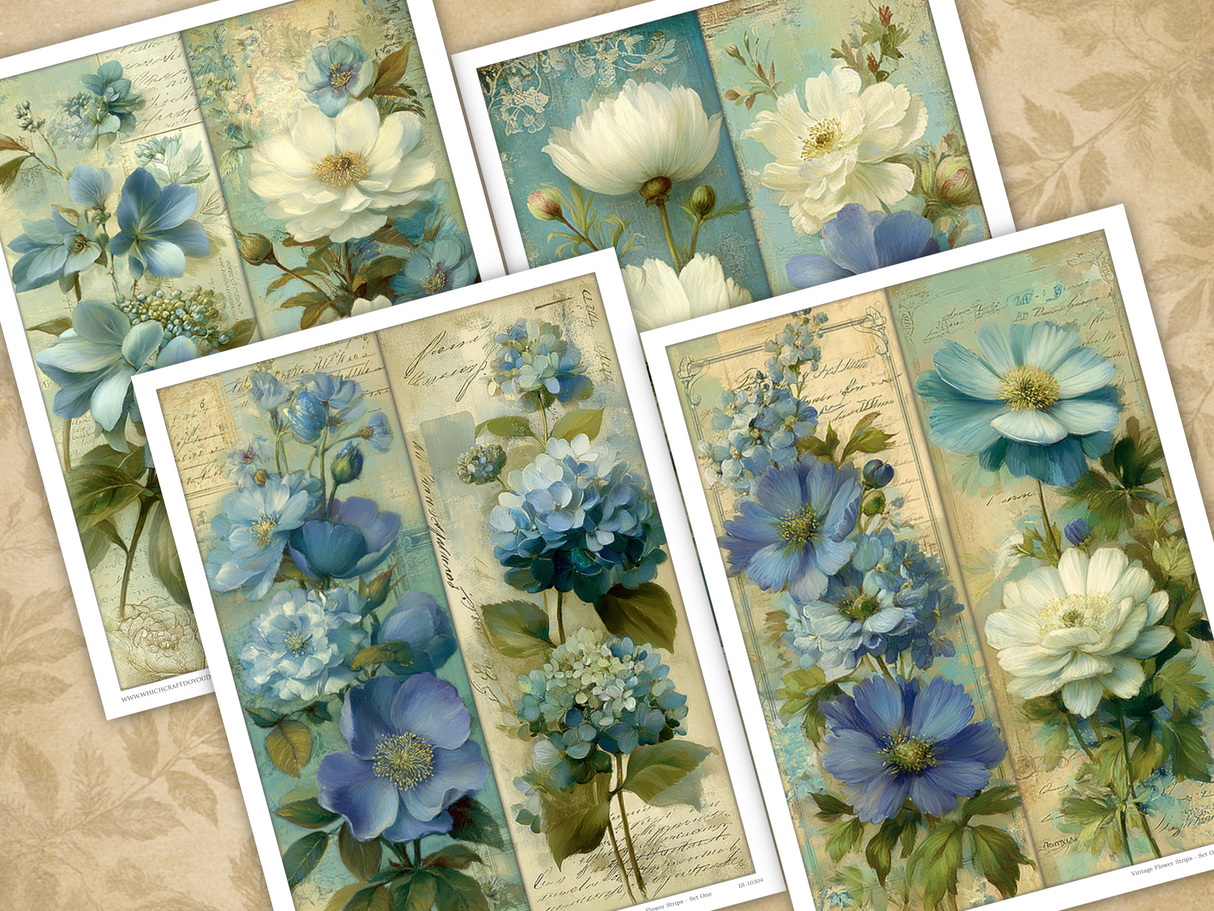 Vintage Flower Strips - Set One - DI-10304 - Digital Download
