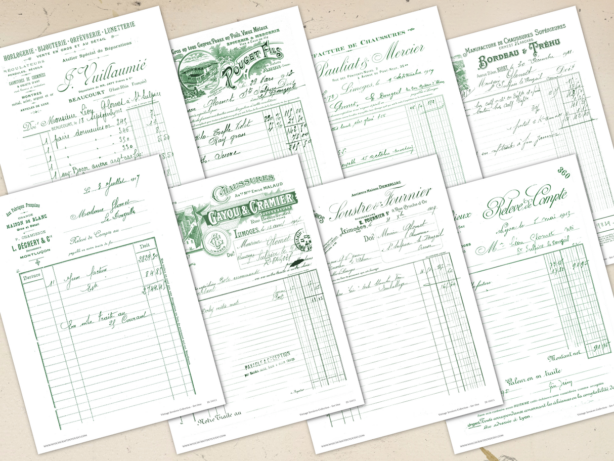 Vintage Invoices Collection - Set One - DI-10311 - Digital Download