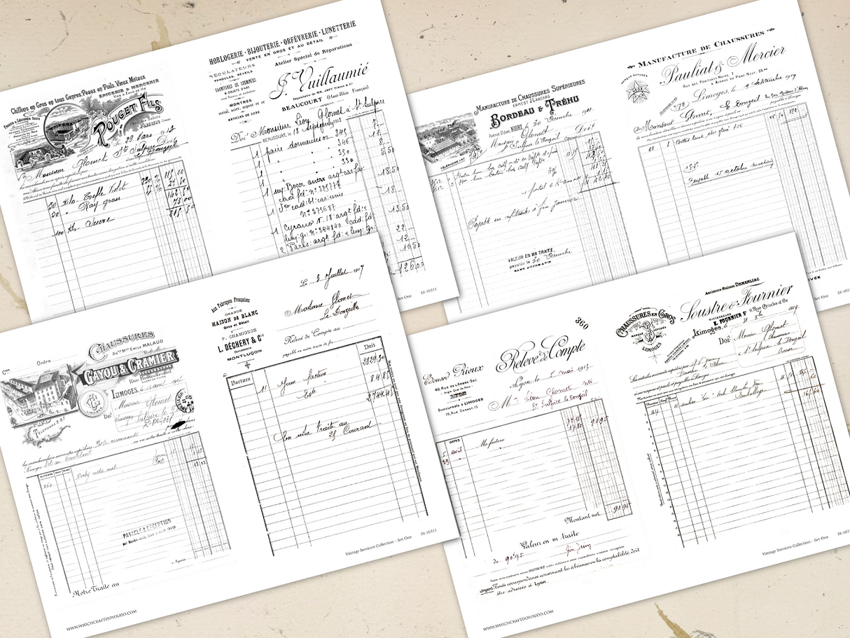 Vintage Invoices Collection - Set One - DI-10311 - Digital Download