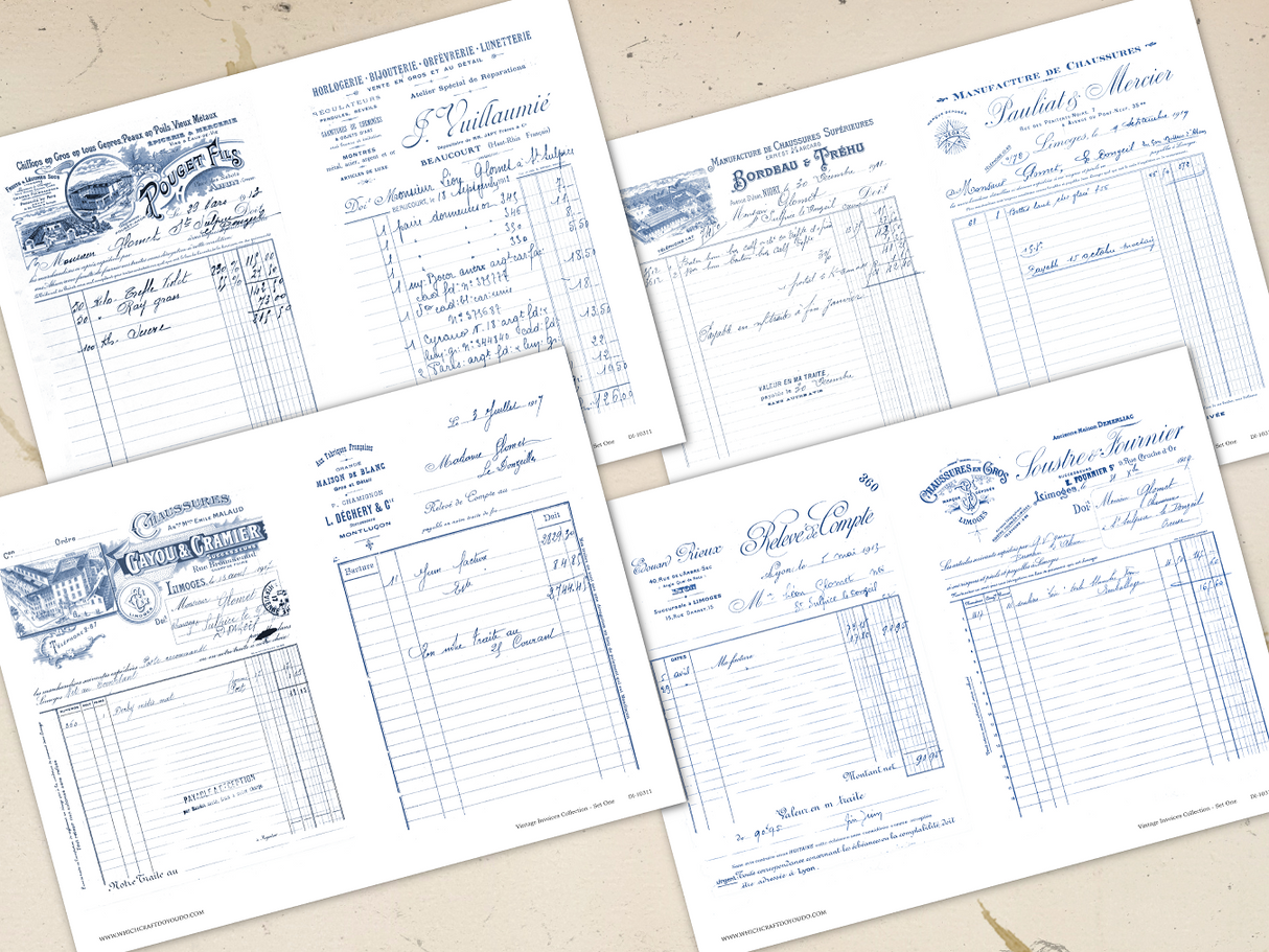 Vintage Invoices Collection - Set One - DI-10311 - Digital Download