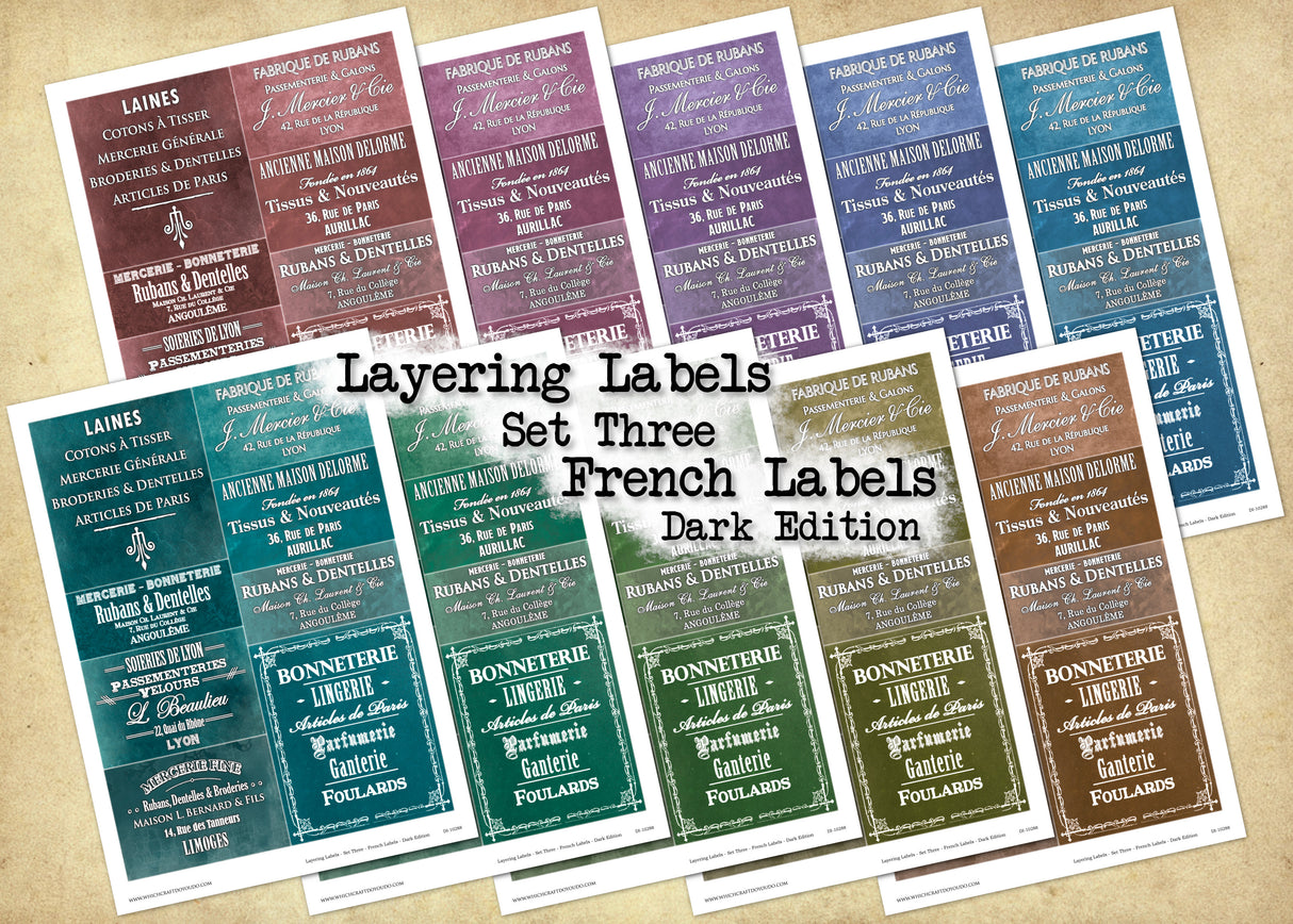 Layering Labels - Set Three - French Labels - Dark Edition - DI-10288 - Digital Download