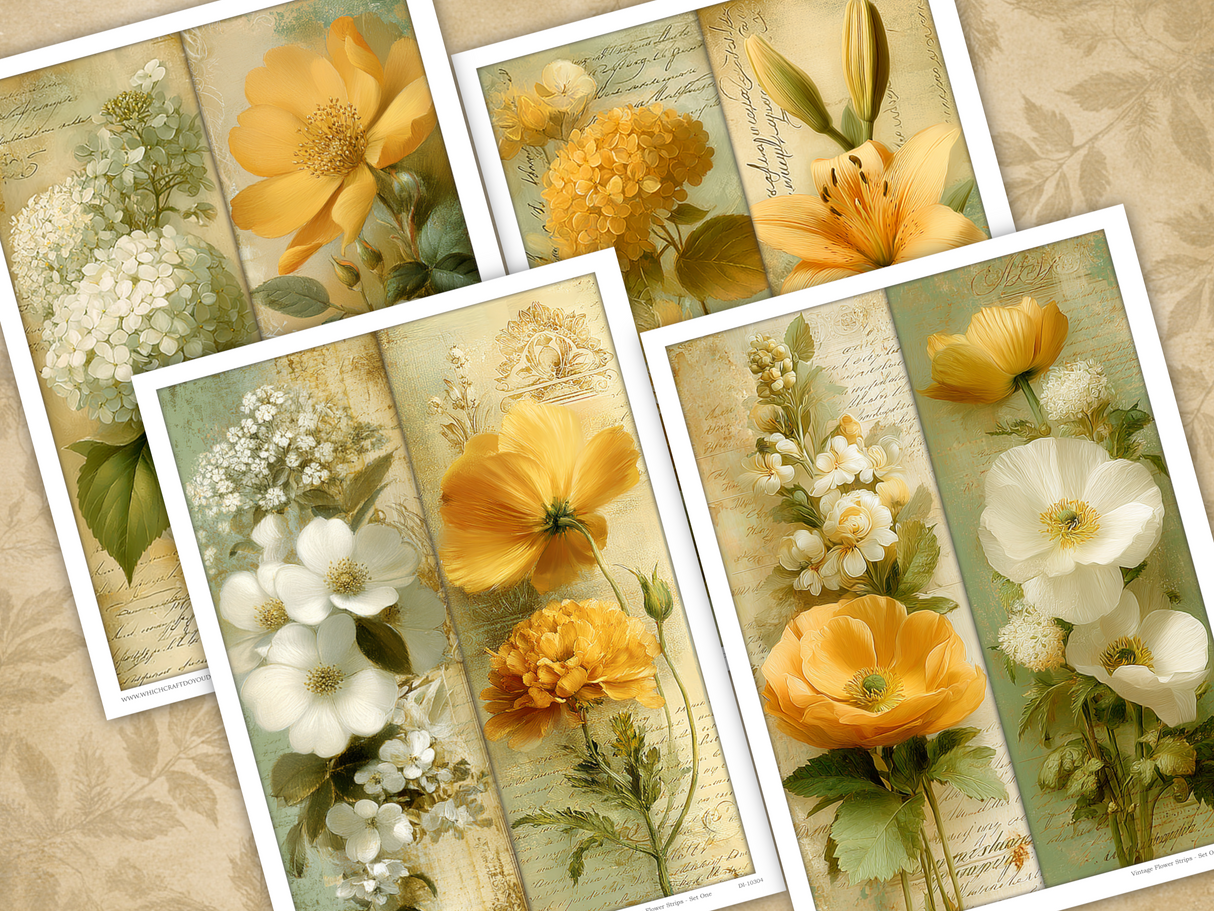 Vintage Flower Strips - Set One - DI-10304 - Digital Download