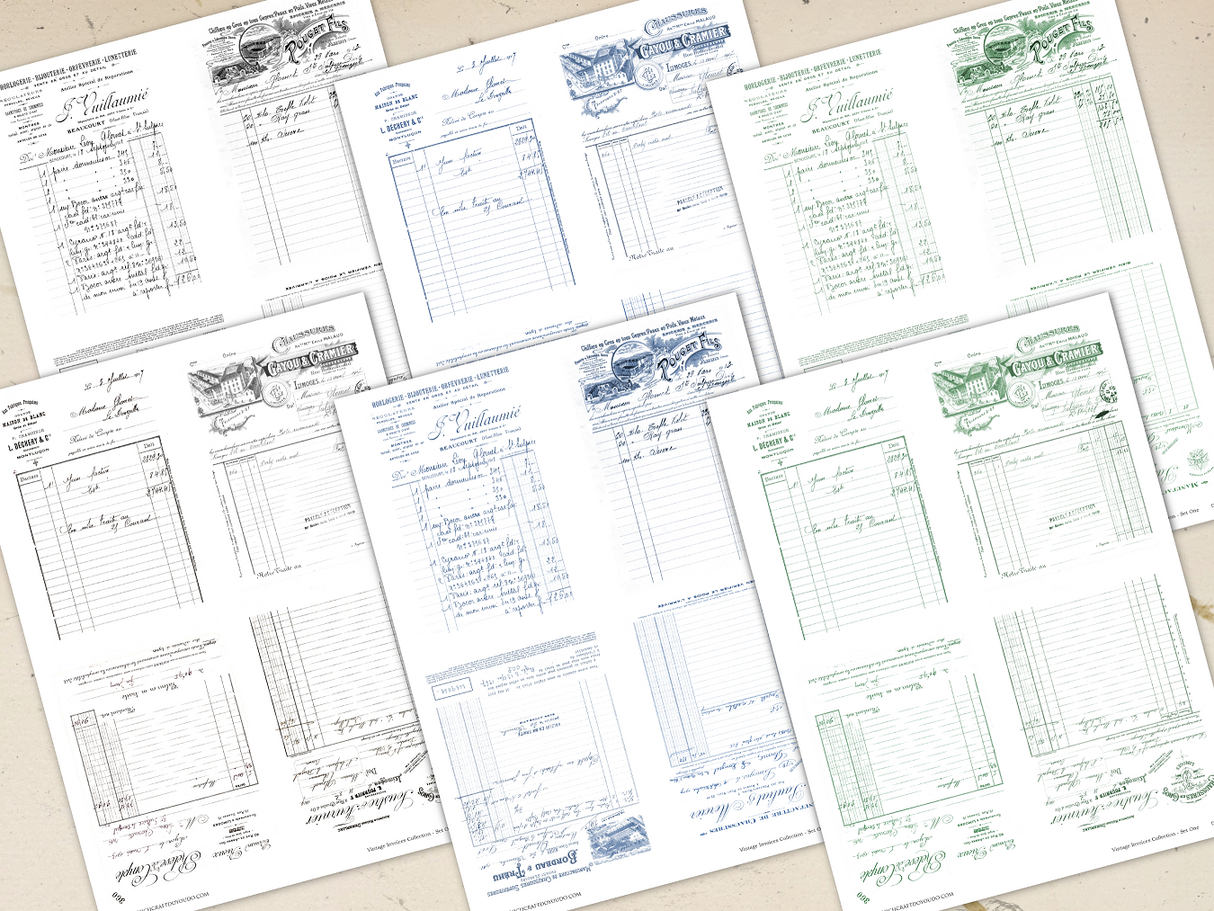 Vintage Invoices Collection - Set One - DI-10311 - Digital Download
