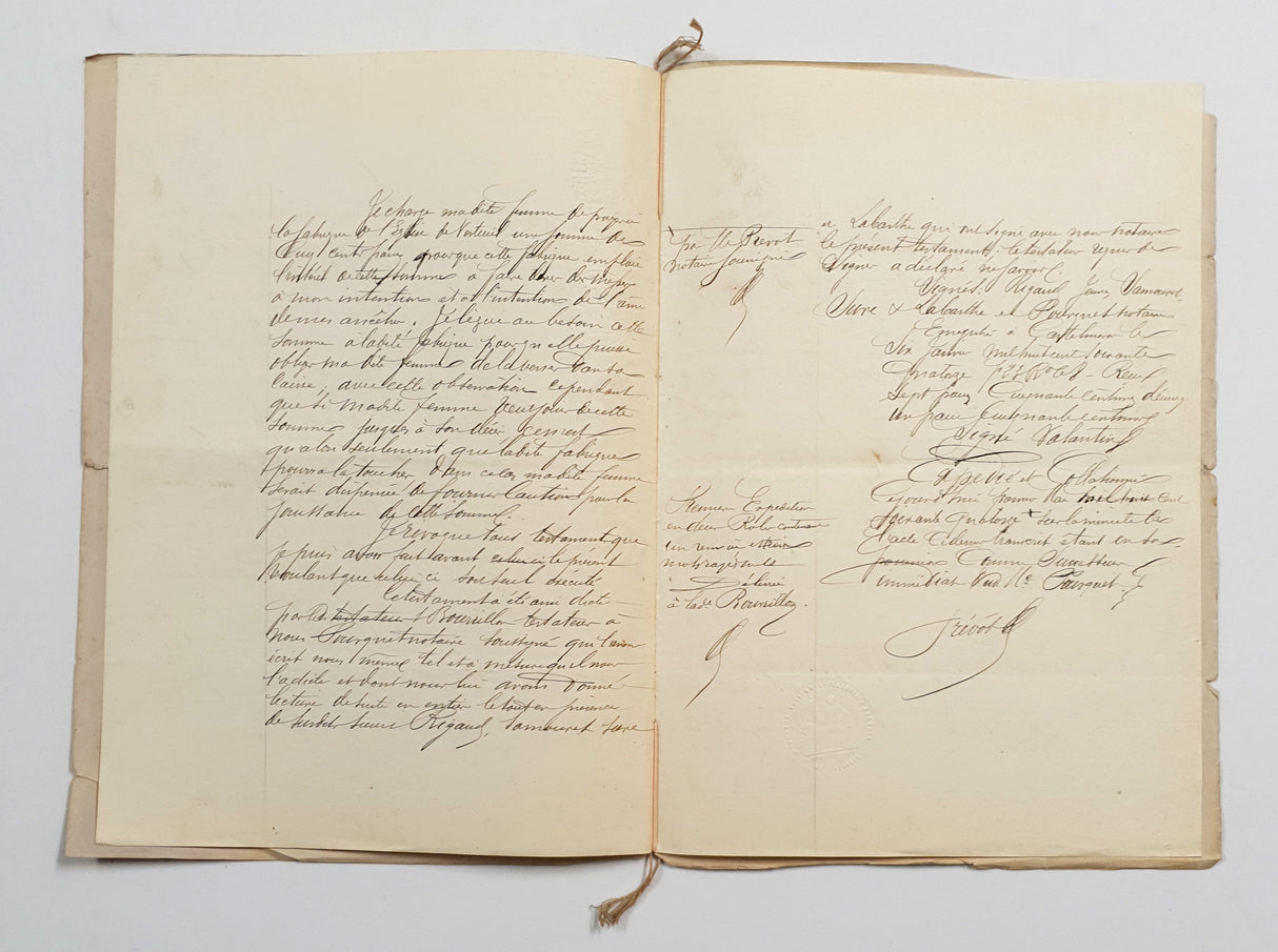 Authentic Antique French 1868 Notaire Document - FB
