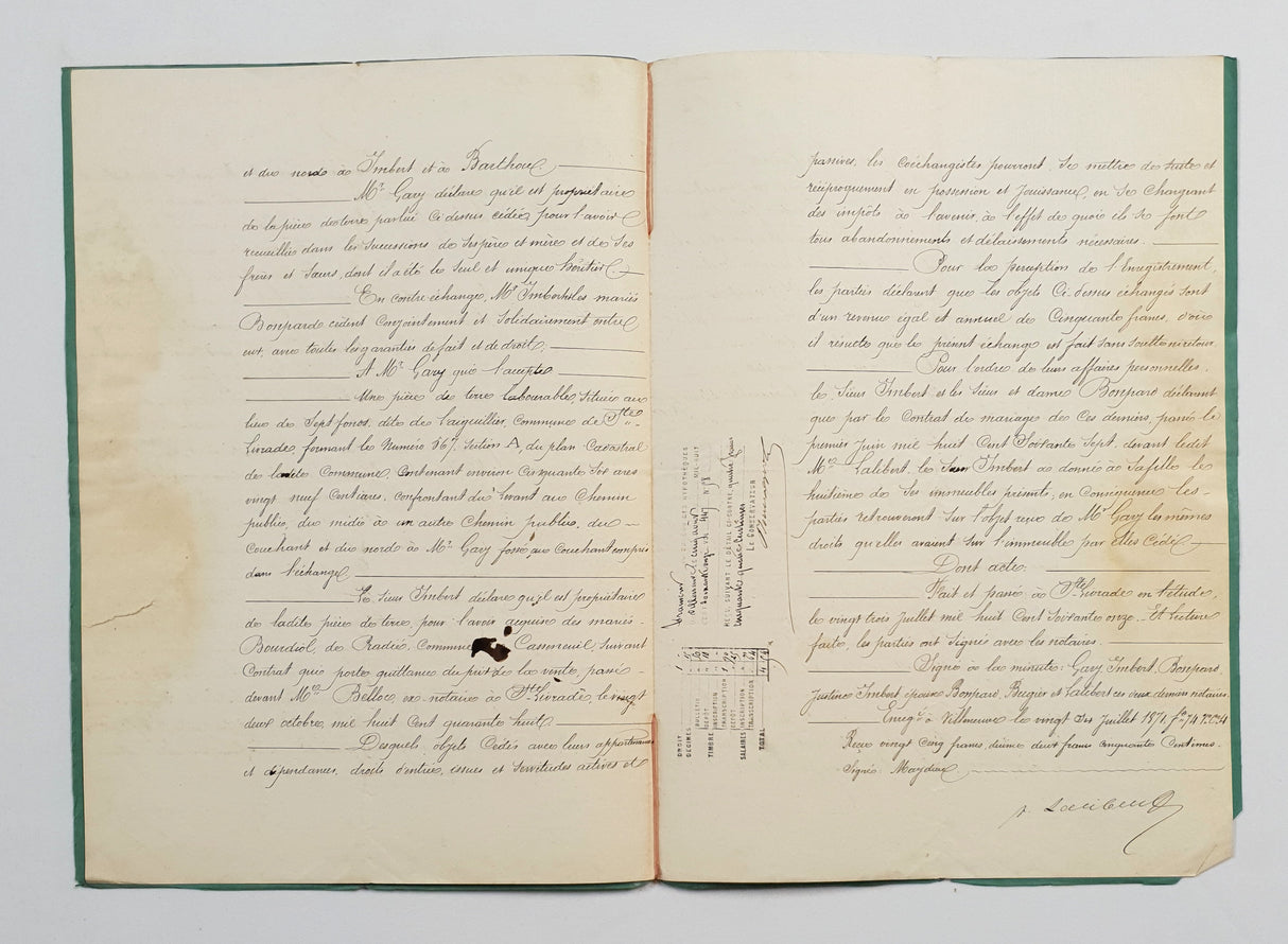 Authentic Antique French 1871 Notaire Document - FD