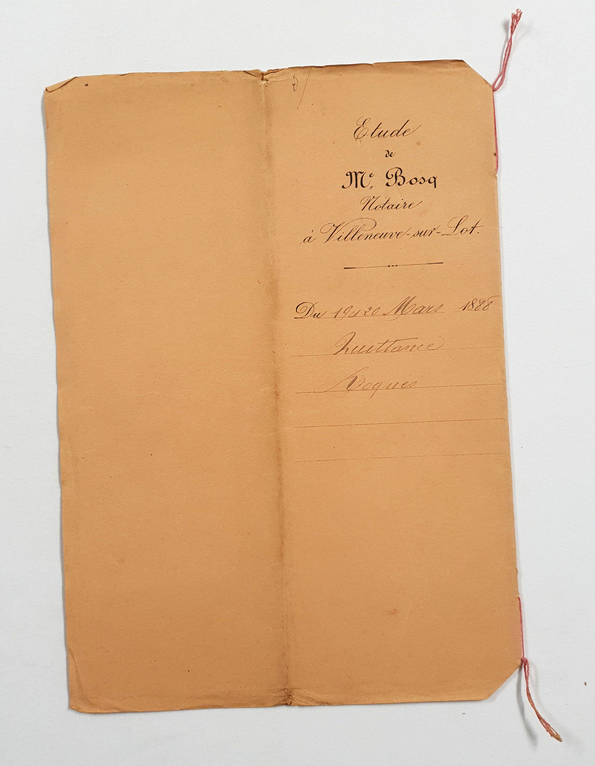 Authentic Antique French 1888 Notaire Document - FF