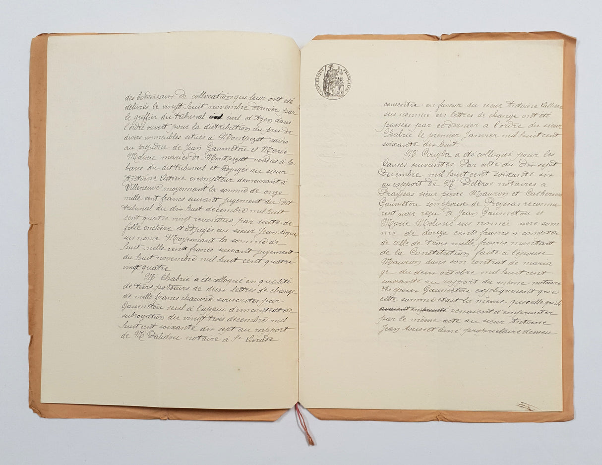 Authentic Antique French 1888 Notaire Document - FF