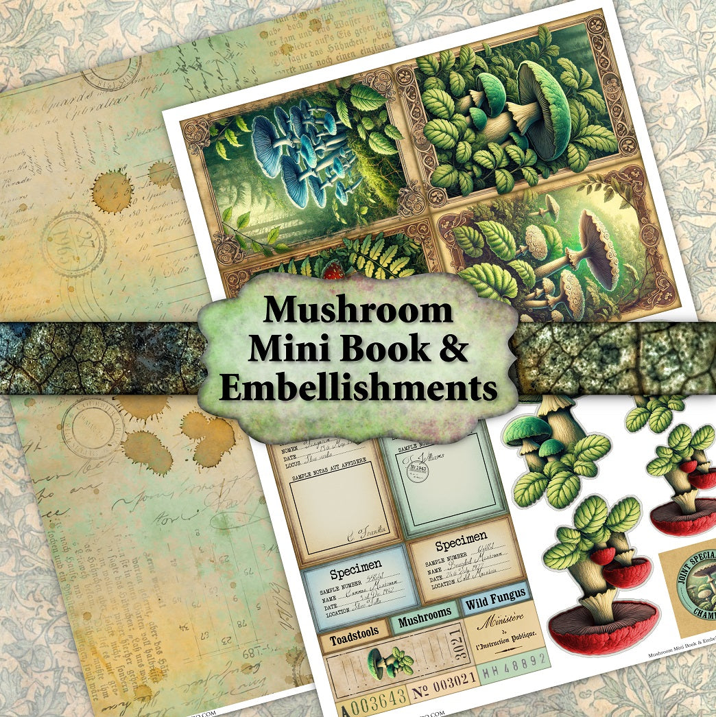 FREEBIE - Mushroom Mini Book & Embellishments- DI-10276 - Digital Download