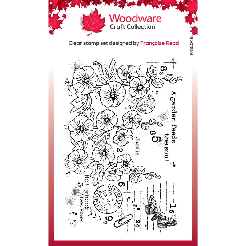 Woodware Clear Singles - Hollyhocks - Stamp