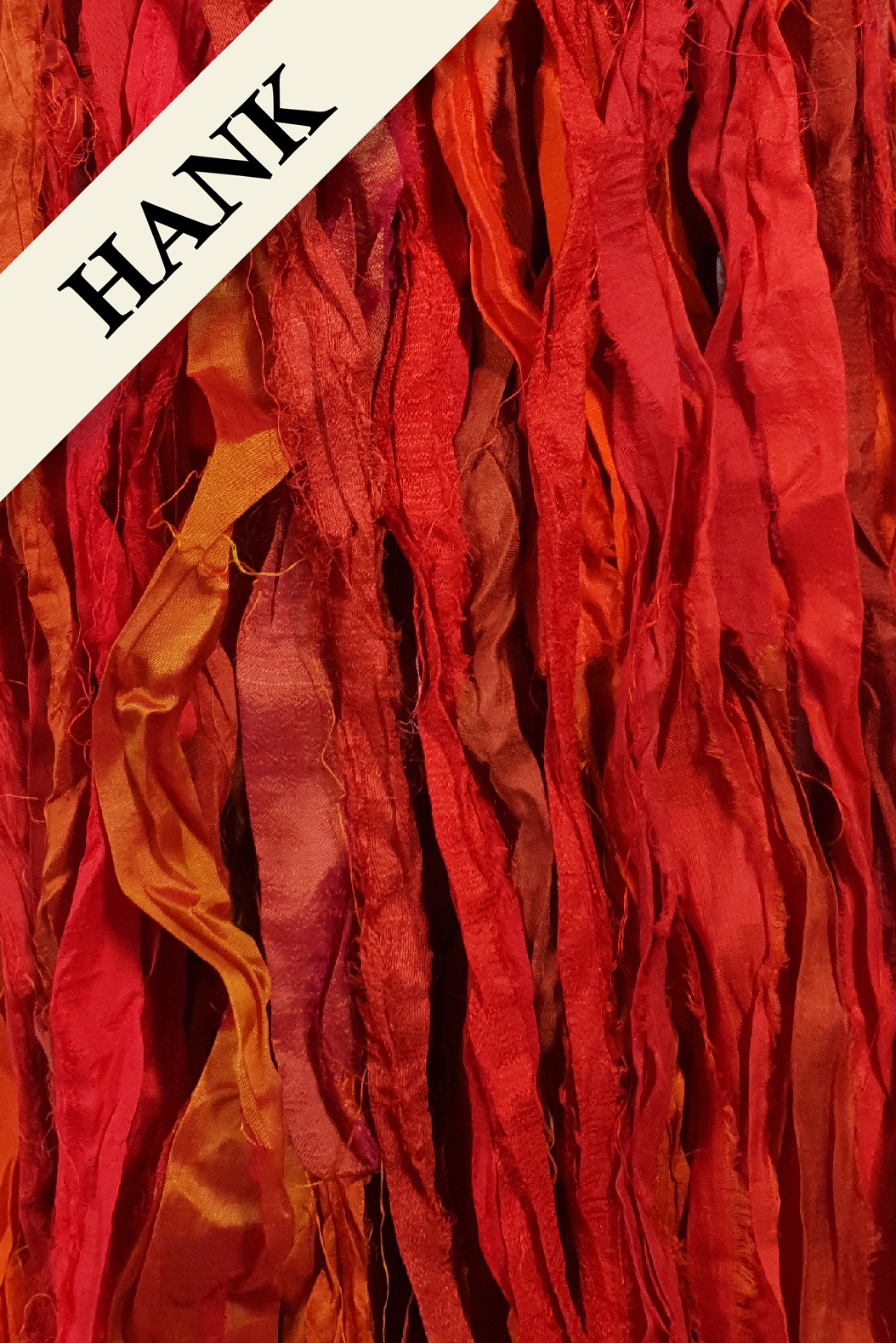 Reclaimed Sari Silk Ribbon - Flame - Hank