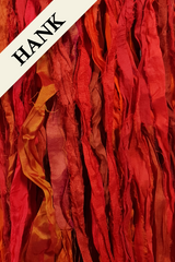 Reclaimed Sari Silk Ribbon - Flame - Hank