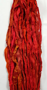 Reclaimed Sari Silk Ribbon - Flame - Hank