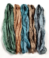 Reclaimed Sari Silk Ribbon - Forest Lake