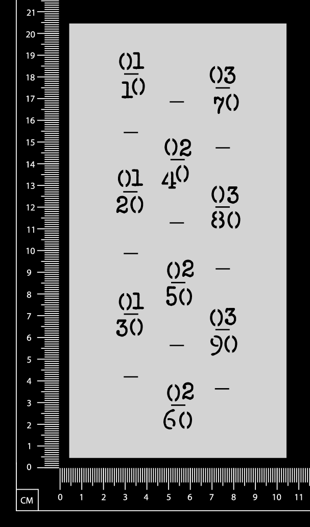 German Measuring Tape - E - Stencil - 100mm x 200mm