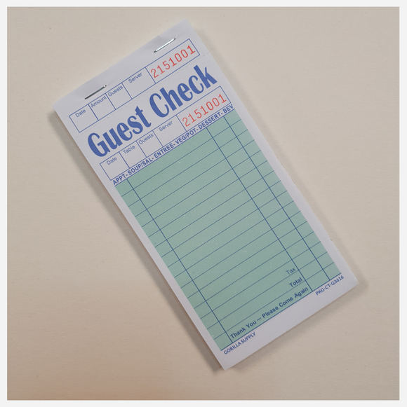 Guest Check Ephemera - Green - 100 sheets