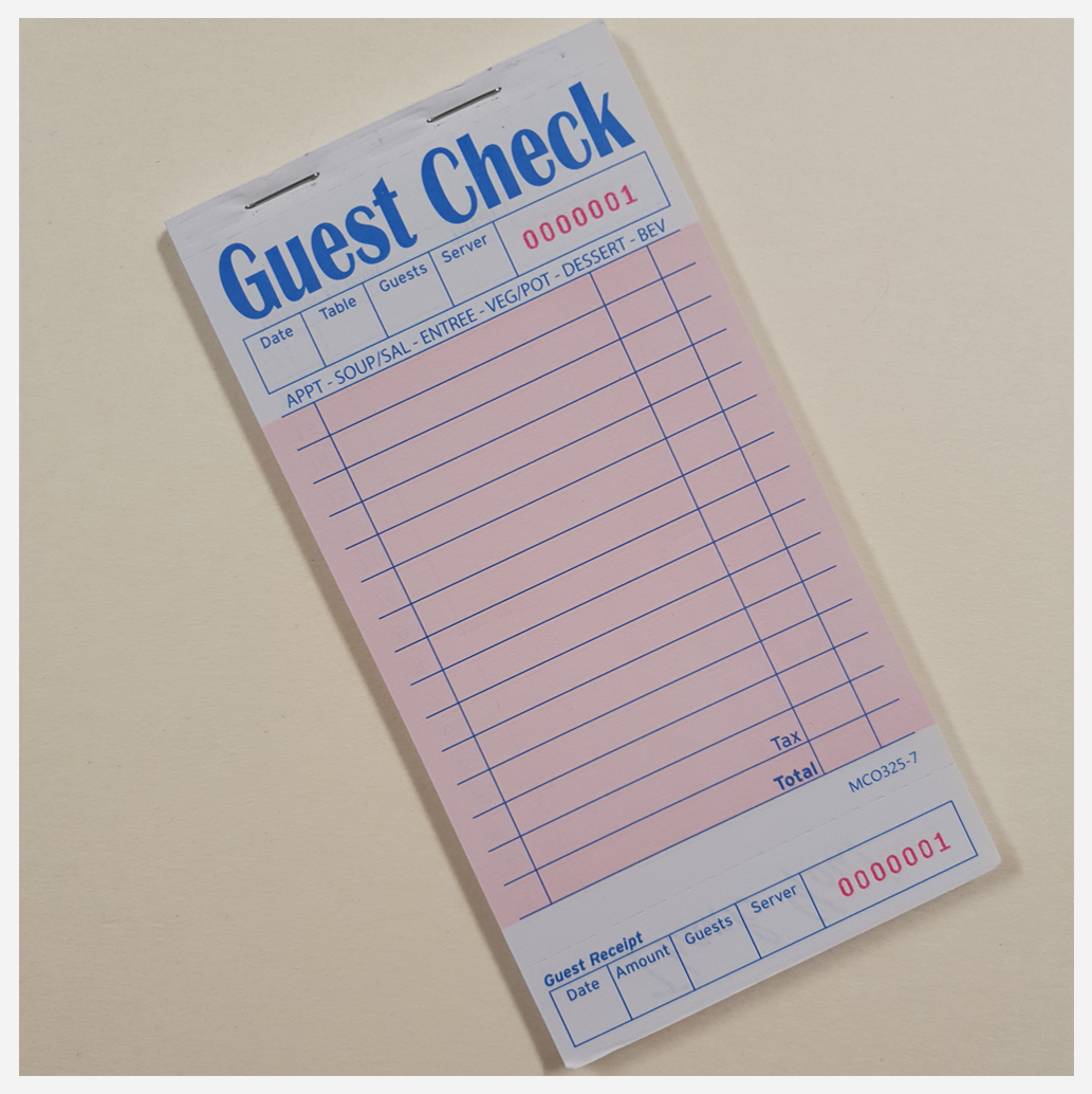 Guest Check Ephemera - Pink - 50 sheets