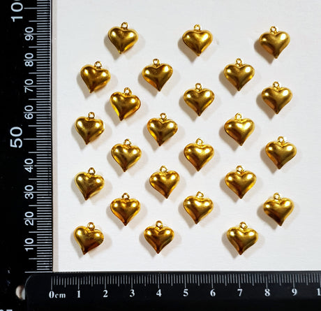 Gold Heart Charms - Set of 24