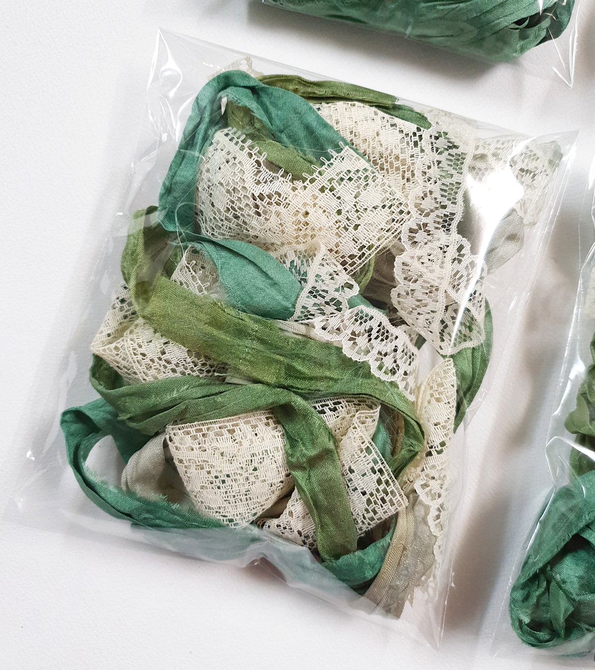 Forest Greens – Sari Silk & Vintage Lace Pack - HE