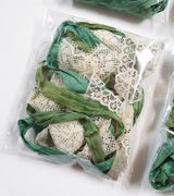 Forest Greens – Sari Silk & Vintage Lace Pack - HE