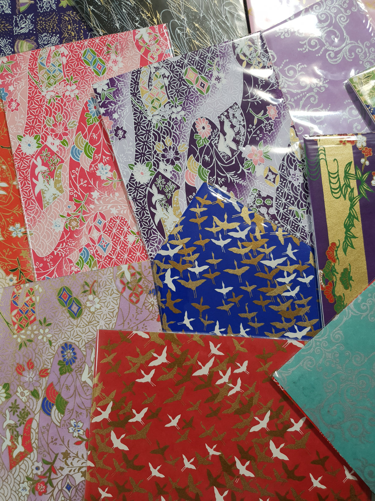 Hand Dyed Japanese Washi Papers - Set of 5 - Picked at Random