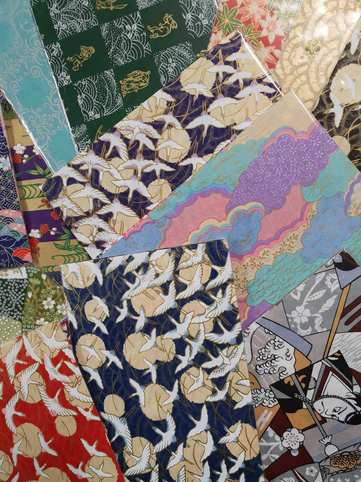 Hand Dyed Japanese Washi Papers - Set of 5 - Picked at Random