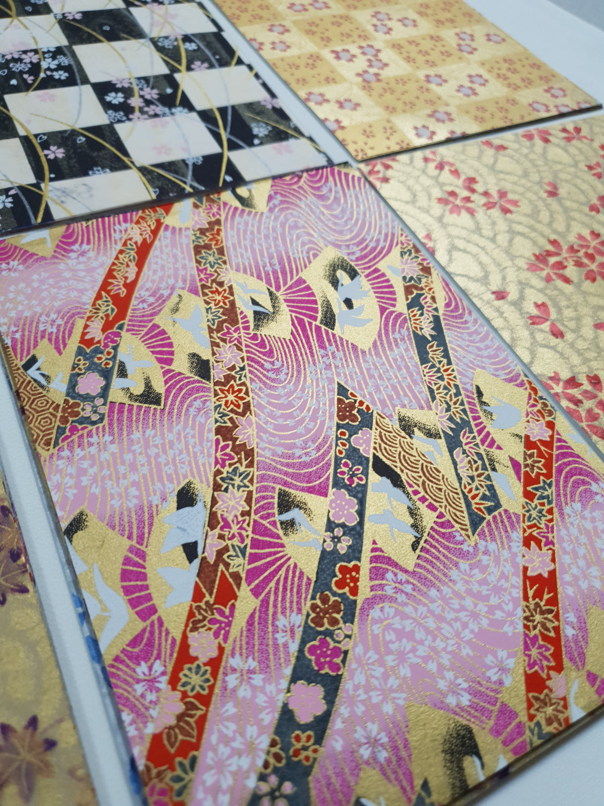 Hand Dyed Japanese Washi Papers - Set of 5 - Picked at Random