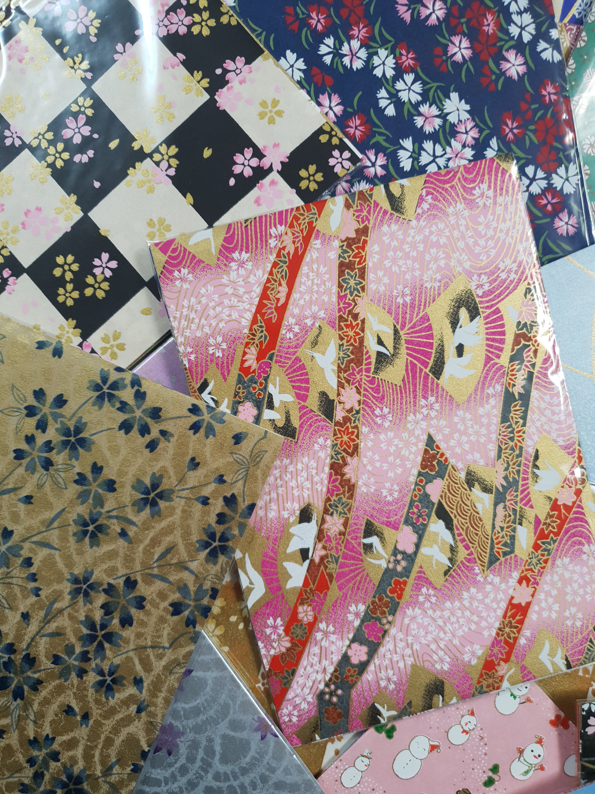 Hand Dyed Japanese Washi Papers - Set of 5 - Picked at Random