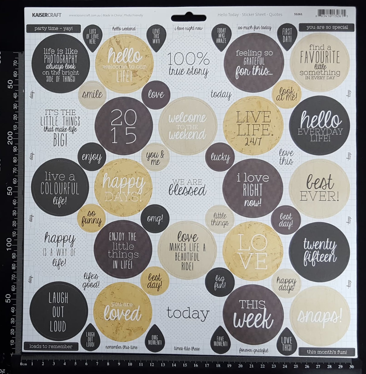 Kaisercraft Sticker Sheet - Hello Today - Quotes