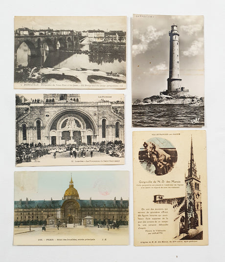 Authentic Vintage/Antique French Postcard - Set of 5 - JA