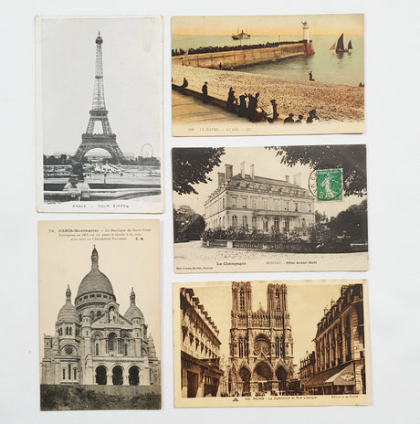 Authentic Vintage/Antique French Postcard - Set of 5 - JC