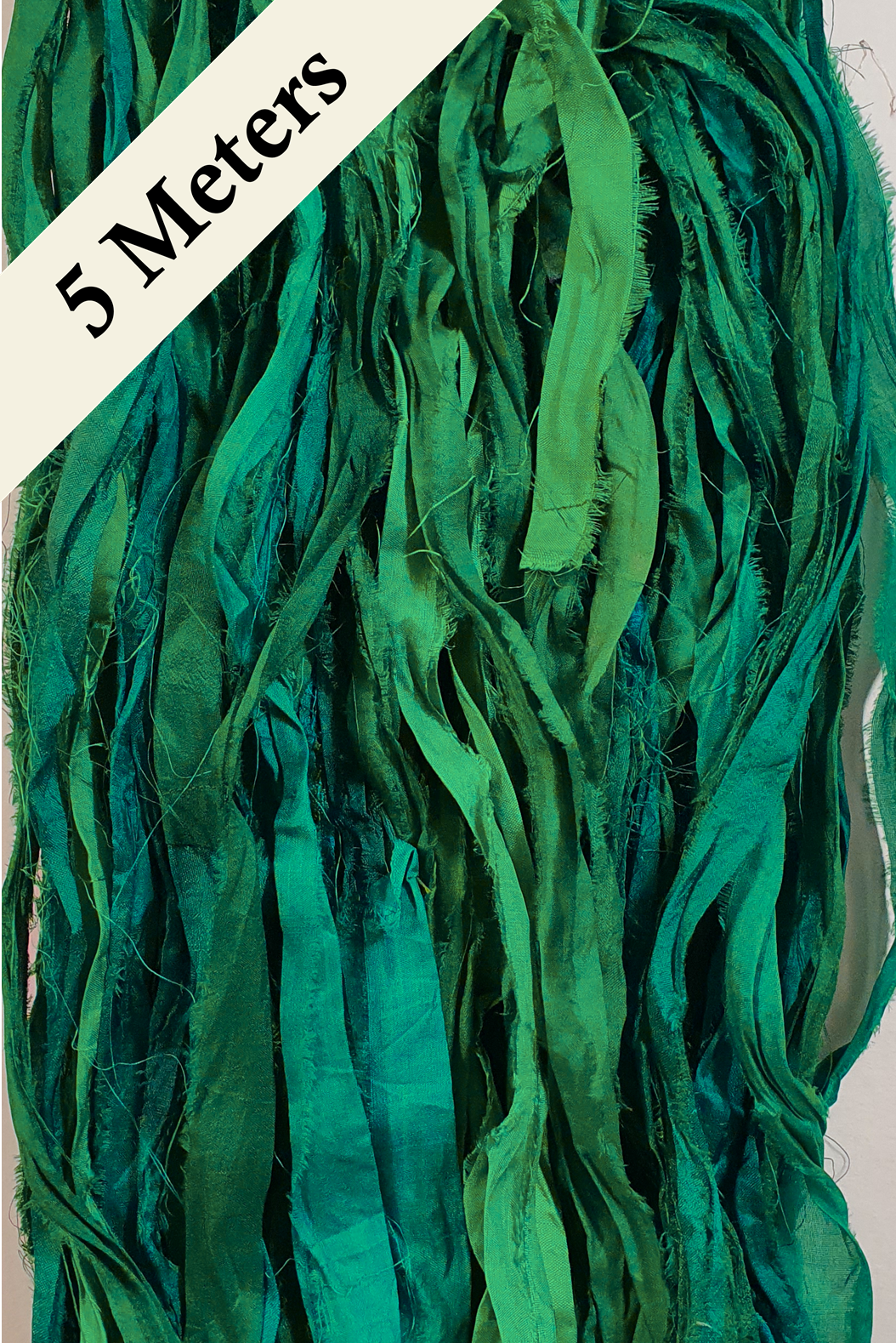 Reclaimed Sari Silk Ribbon - Jade - 5m Pack