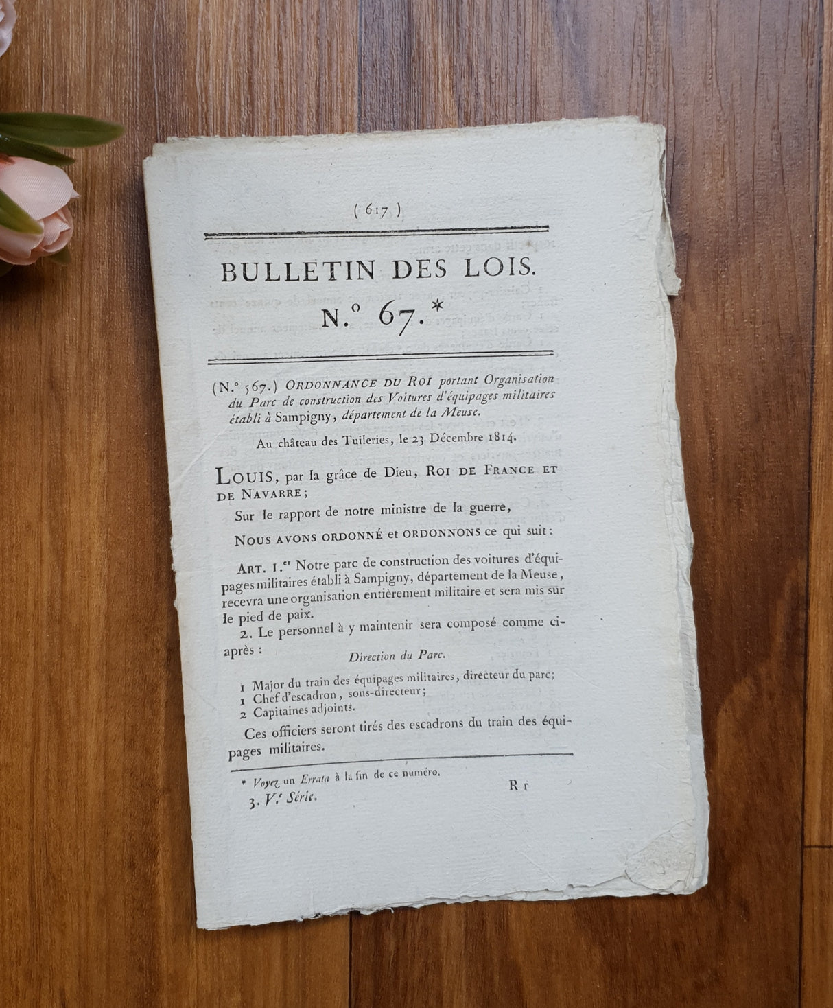 Authentic Antique French 1814 Document - KB