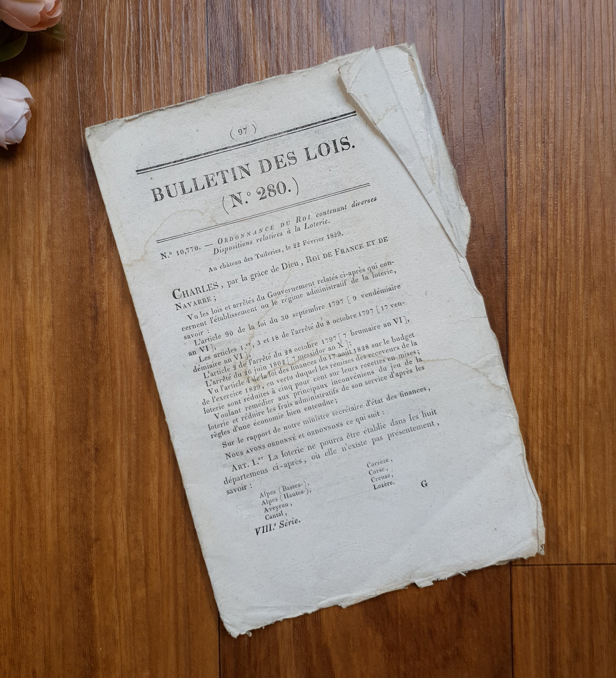 Authentic Antique French 1816 Document - KH