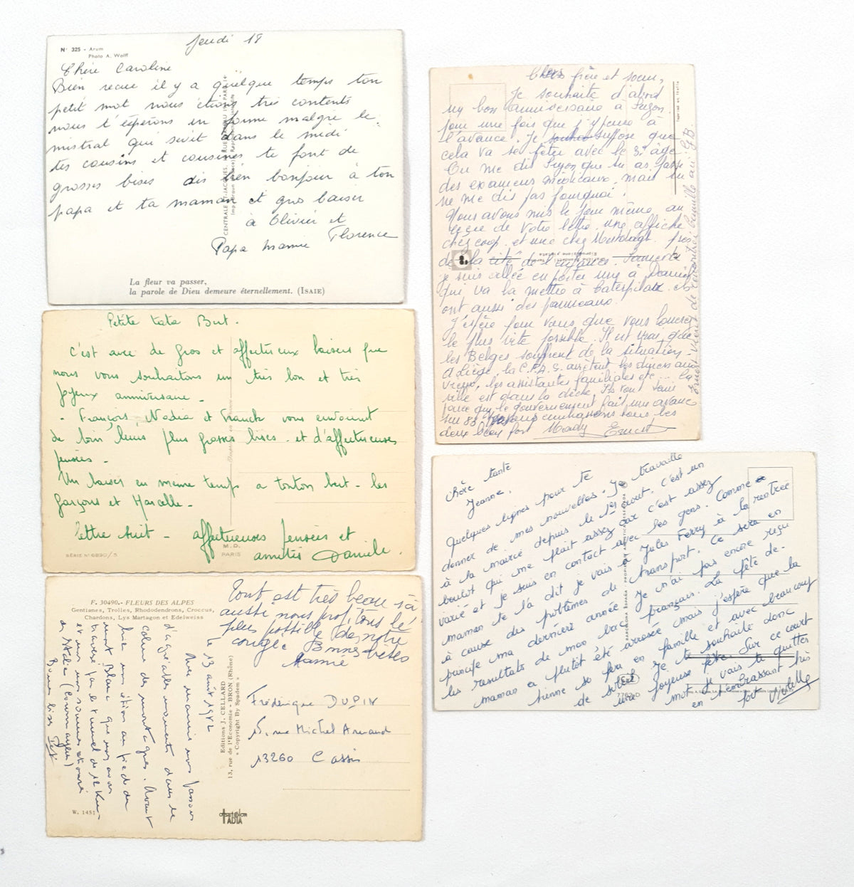 Authentic Vintage/Antique French Postcard - Set of 5 - LA