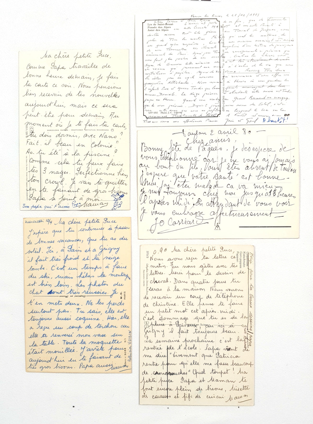 Authentic Vintage/Antique French Postcard - Set of 5 - LE