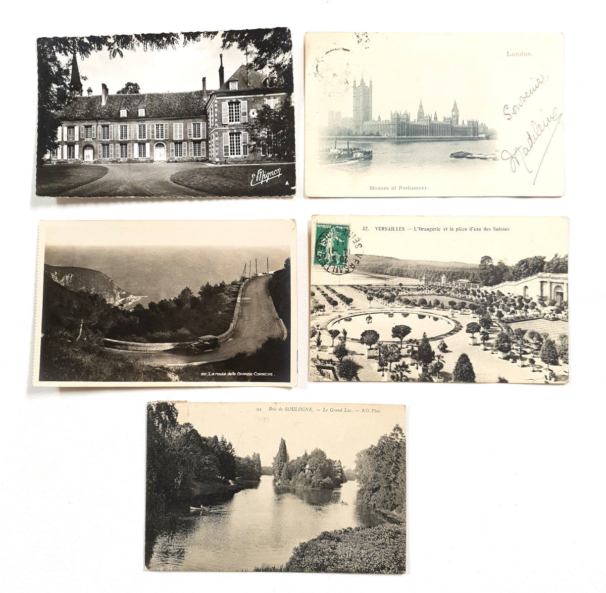 Authentic Vintage/Antique French Postcard - Set of 5 - LF