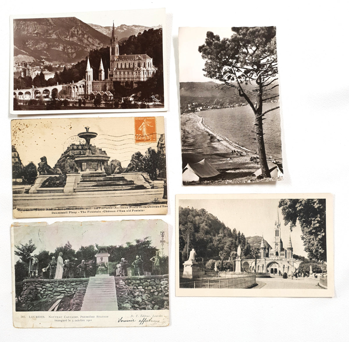 Authentic Vintage/Antique French Postcard - Set of 5 - LJ