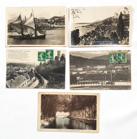 Authentic Vintage/Antique French Postcard - Set of 5 - LK