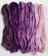 Reclaimed Sari Silk Ribbon - Lavender Fields