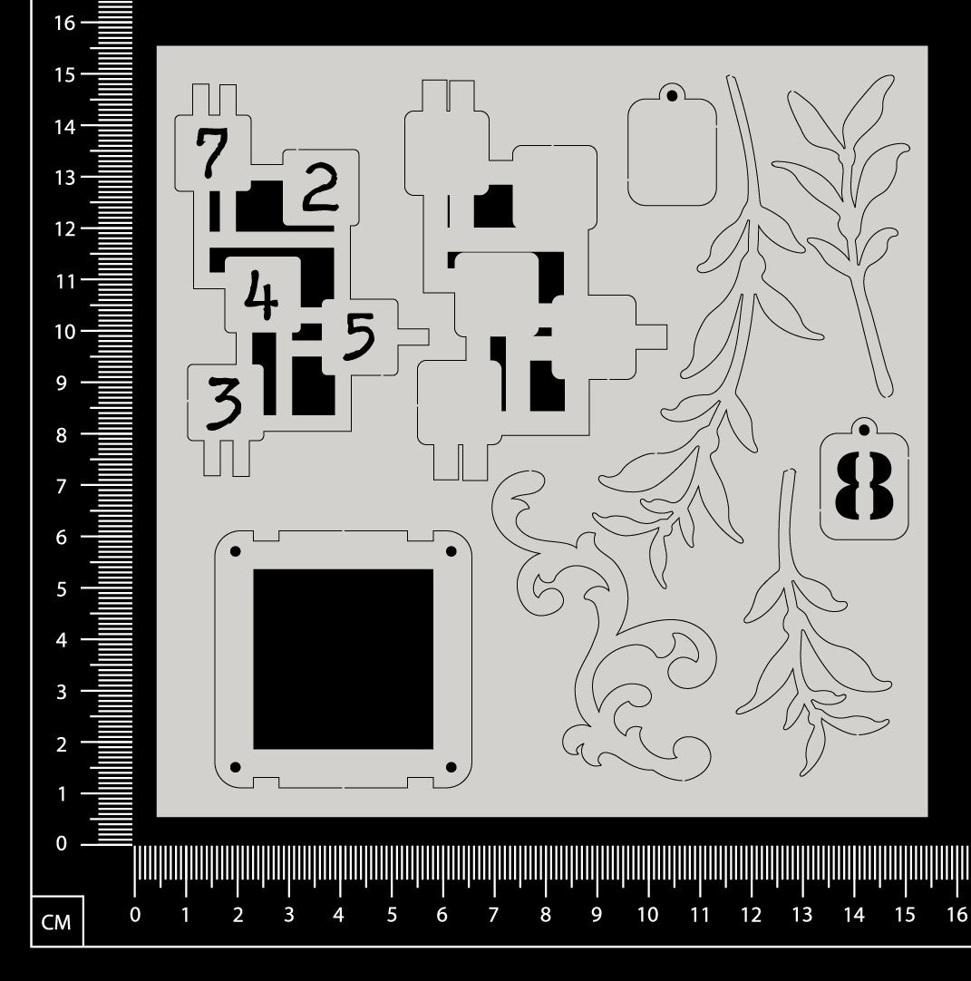 Layered Embellishment Set - A - White Chipboard