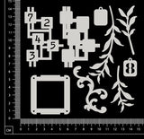 Layered Embellishment Set - A - White Chipboard