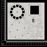 Layered Embellishment Set - B - White Chipboard